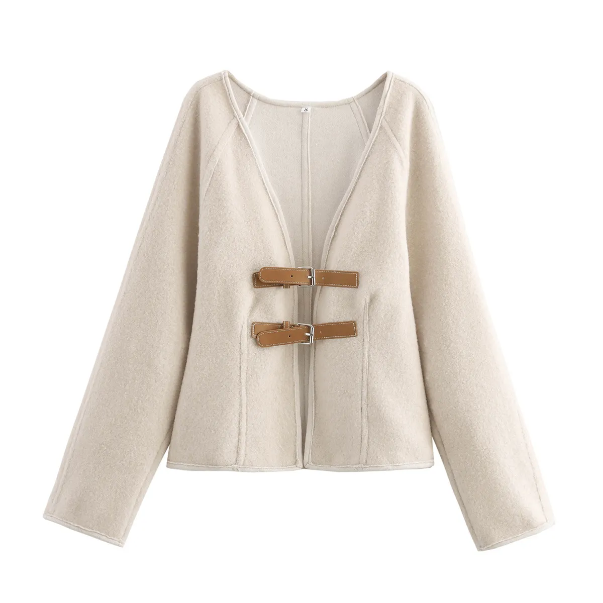 Women V Neck Tweed Jacket