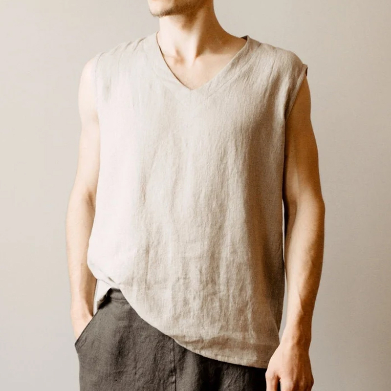 Men's Linen Sleeveless Vest