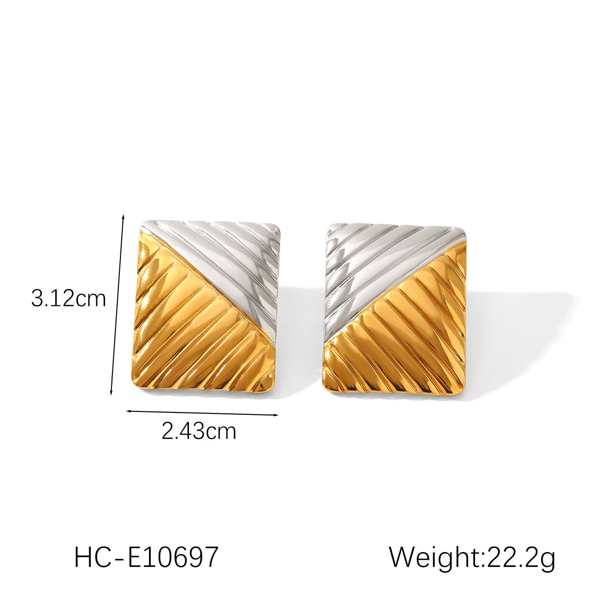 Gold And Silver Color Matching Geometric Stainless Steel Earrings For Women Niche Titanium Steel Earrings
