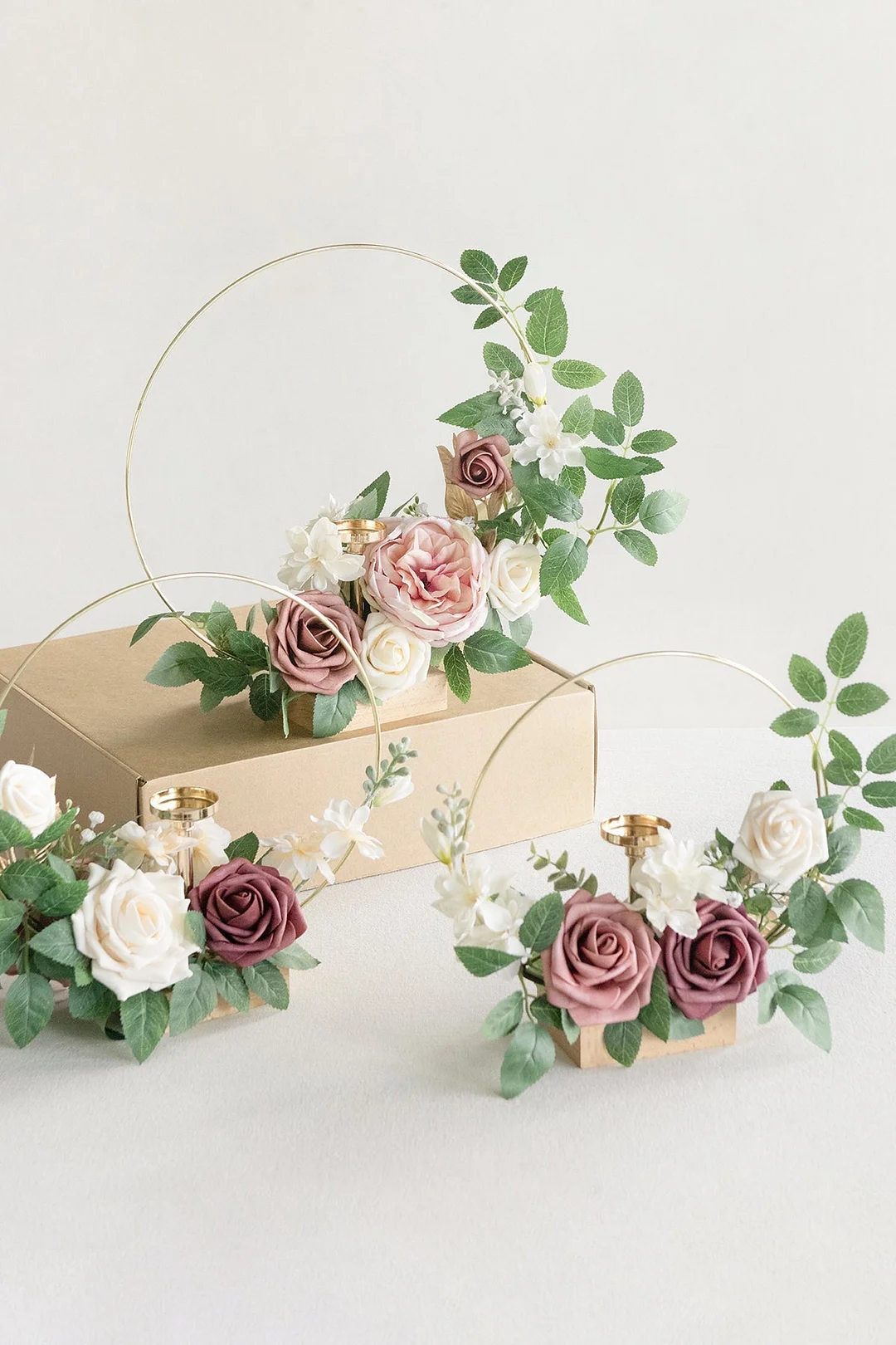 Wreath Hoop Centerpiece Set in Dusty Rose & Mauve