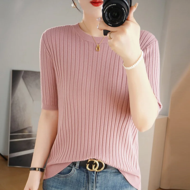Churchf Churchf Collar Pit Bottom Shirt Women's New Slim Sweater Short Versatile Casual Sweater