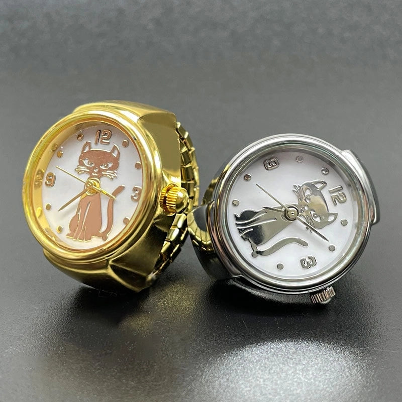 Cute Cat One Piece Buckle Quartz Watch Rings Women’s Watches