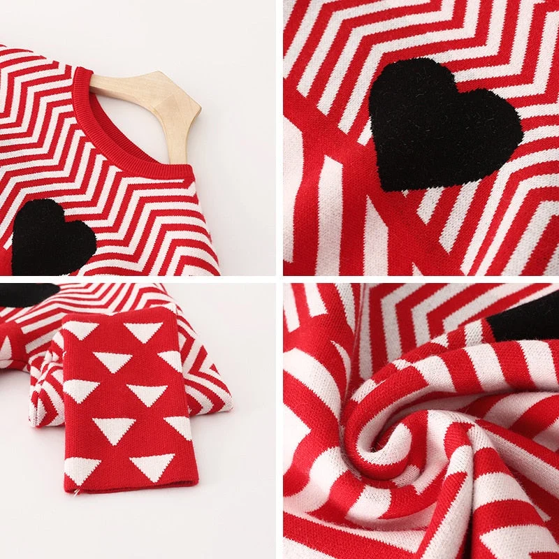 Fashion knitted Women Sweaters Geometric Lovely Pattern Long Sleeve Female Pullovers 2021 Autumn Winter Loose Sweaters Tops