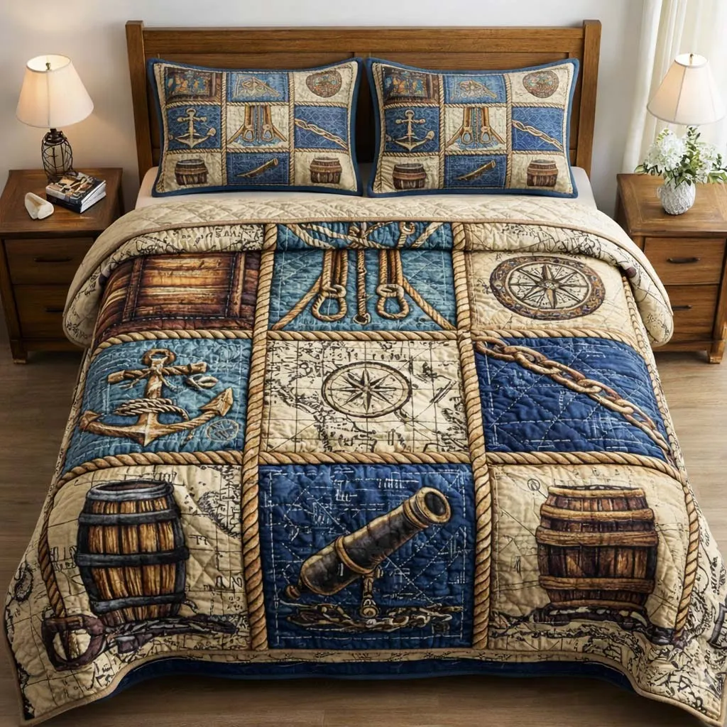 Marine Life 3-Piece Quilted Bedding Set GFTOTG3372
