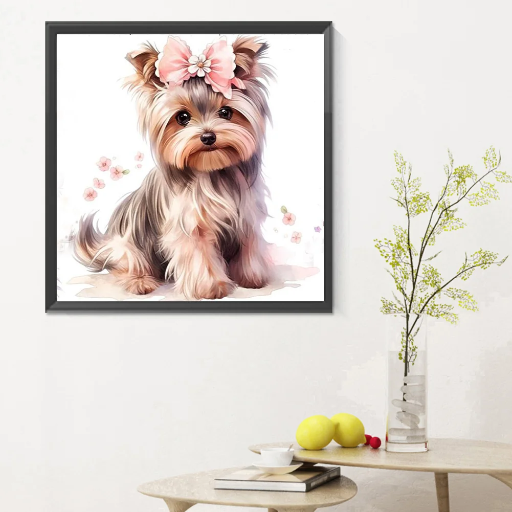 Diamond Painting - Full Round Drill - Yorkshire Puppy(Canvas|30*30cm)