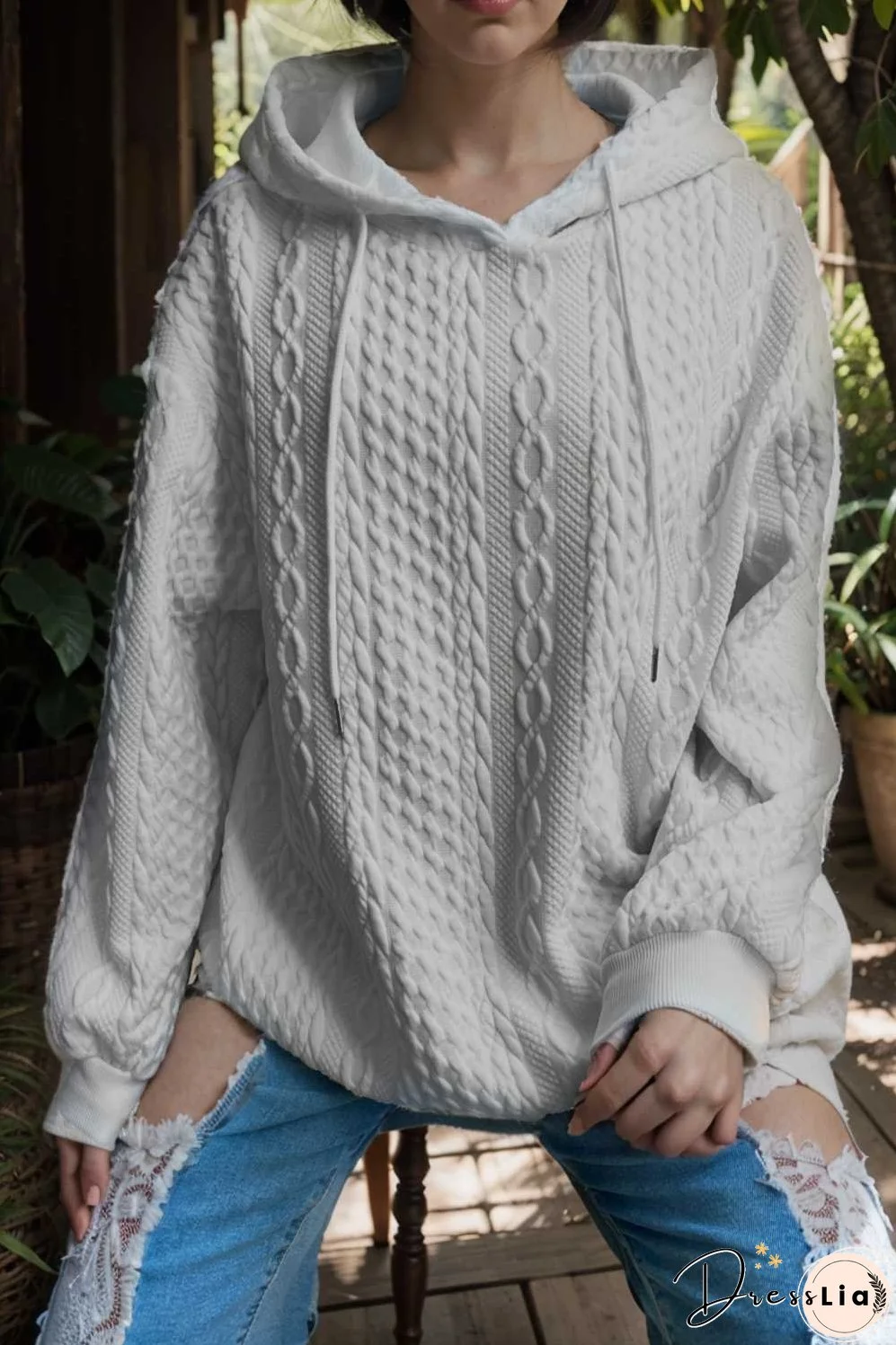 plus size casual hoodie women s plus solid ribbed long sleeve slight stretch hoodie drawstring sweatshirt