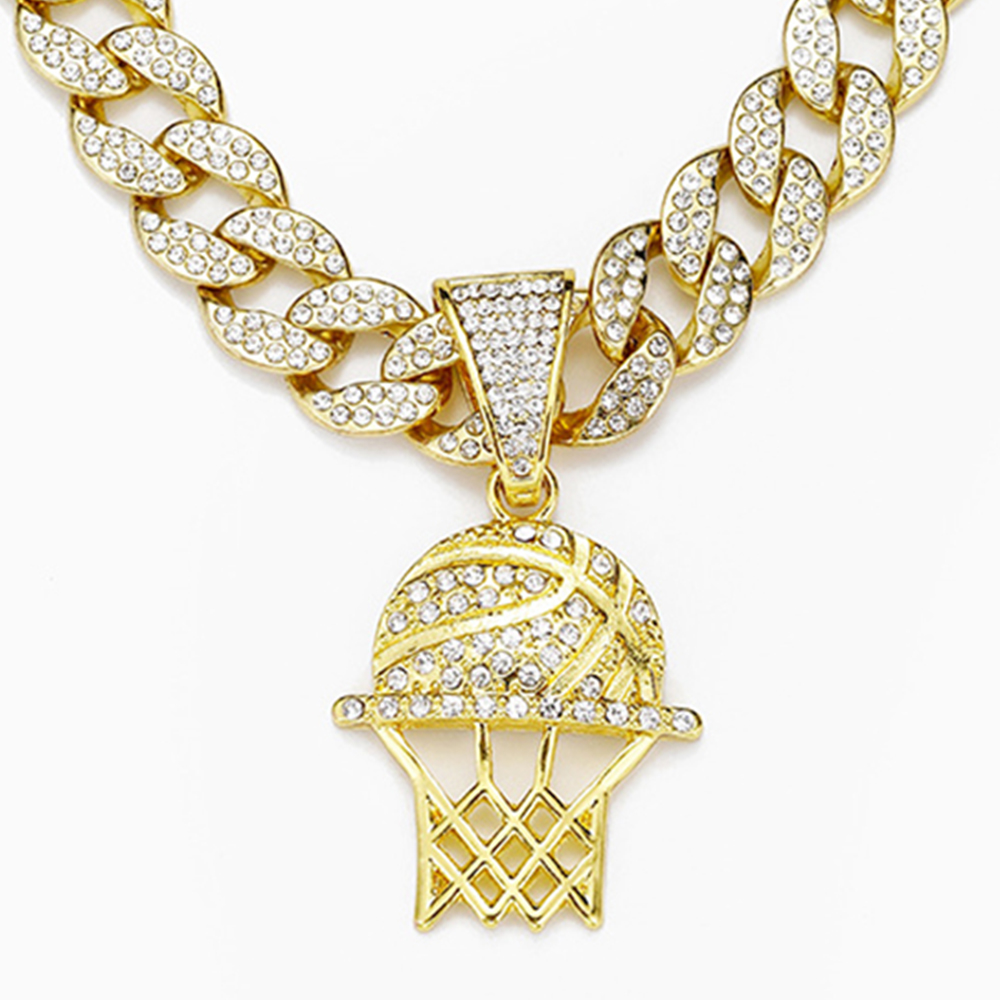 Basketball Hoop Full Iced Out Gold/Silver Pendants