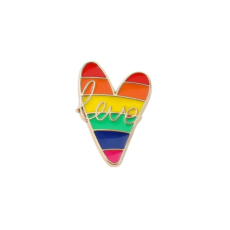 Fashion Pin Rainbow Heart Shape Alloy Plating Unisex Brooches