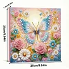 Framed Diamond Painting - Special Shaped - Butterfly and Flowers (25x25cm)