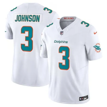 Youth Miami Dolphins #3 Chris Johnson White 2026 NFL Draft Vapor F.U.S.E. Limited Jersey