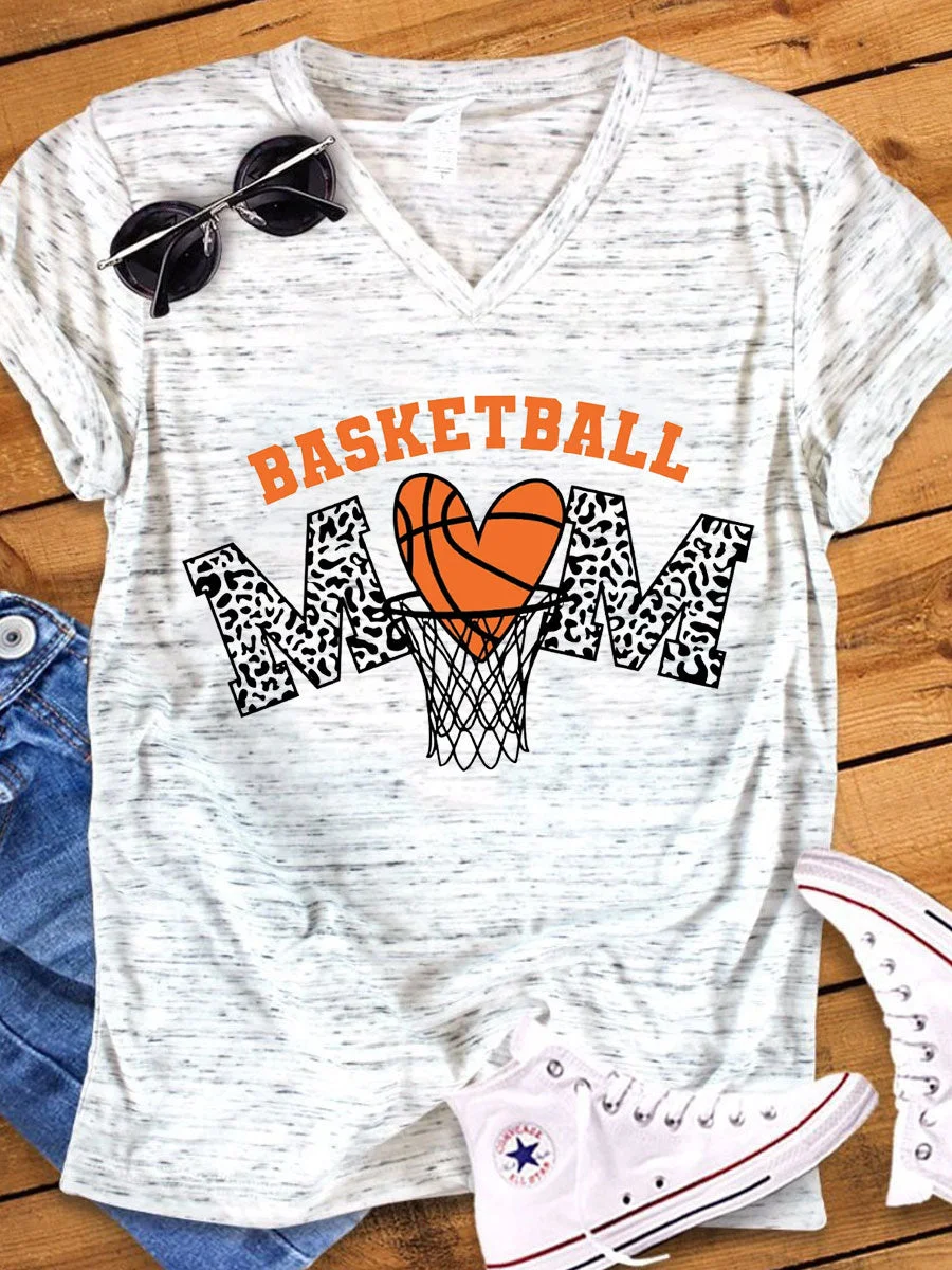 Basketball Mom V-neck T-shirt