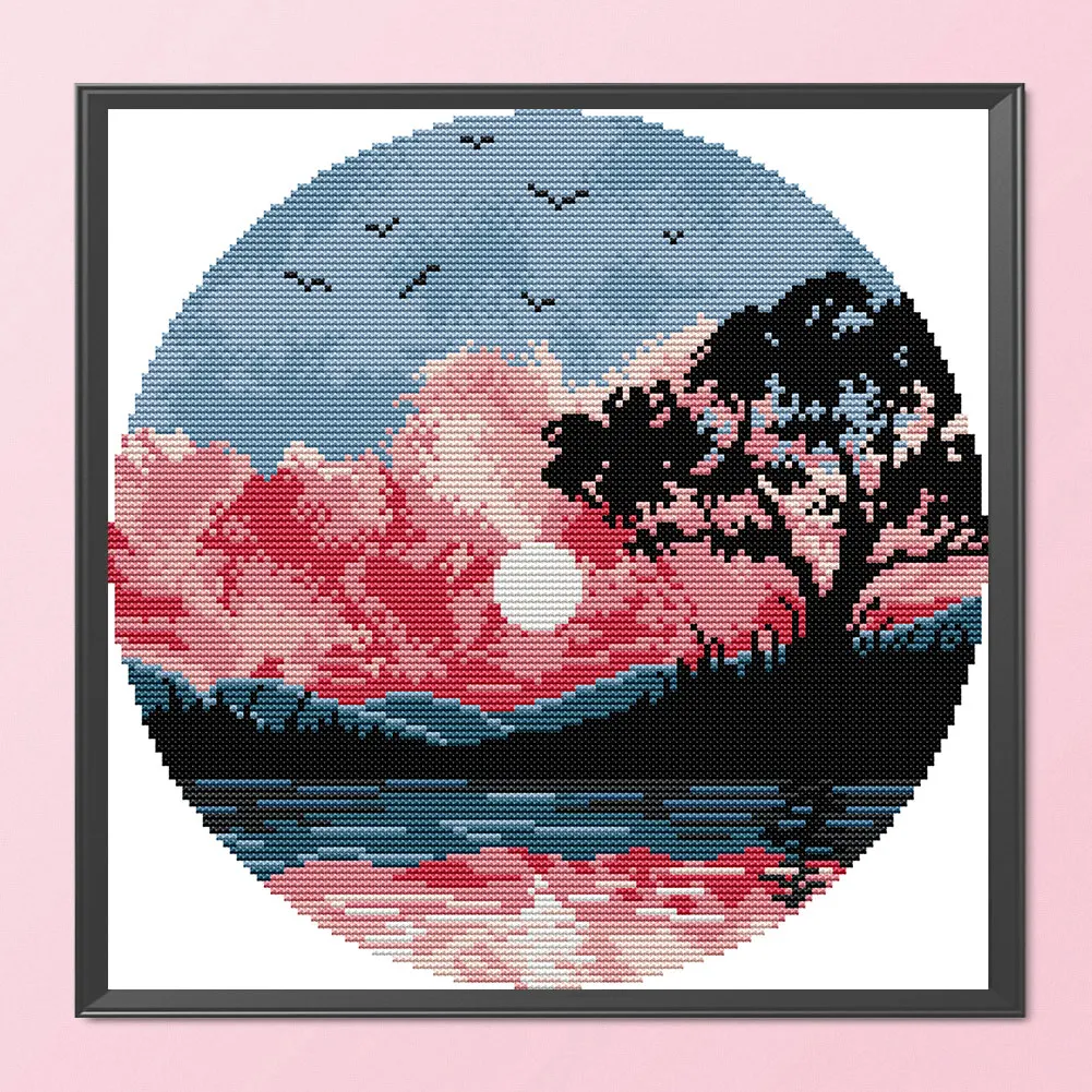 14CT Partial Printed Cross Stitch - Sunset(31*31cm)