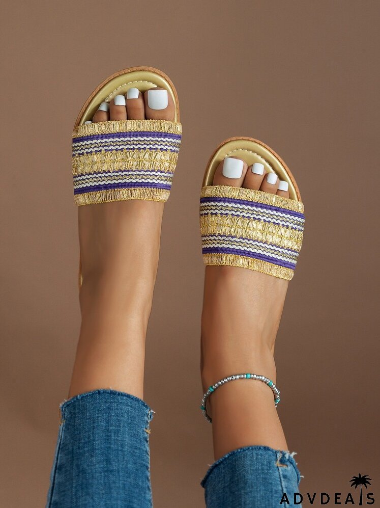 Colorblock Single Band Slide Sandals