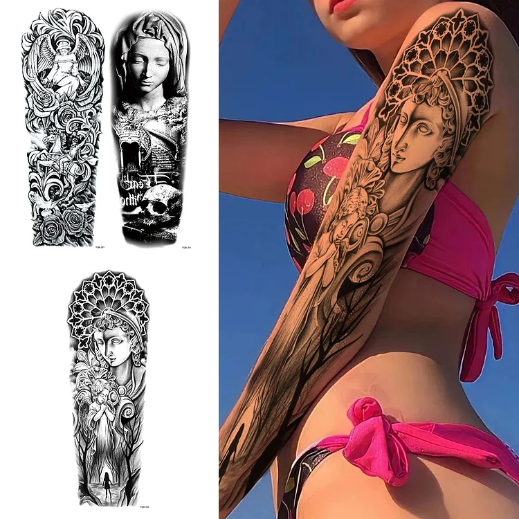 Buy Sunflower Tattoo Rose Black Sketch Flower Dragonfly Abstract Graphics  Figure Pistol Body Waist Arm Neck Temporary Art Tattoos Bkseries Online in  India - Etsy