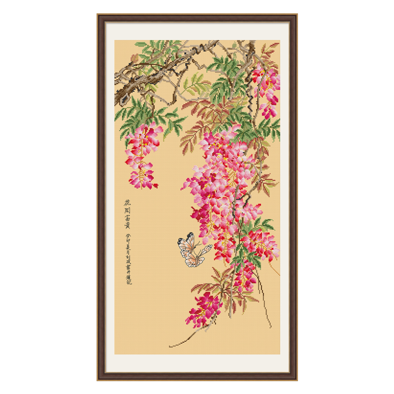 Butterfly Singing and Flower Fragrance 11CT Pre-stamped Canvas(50*90cm) 40 Colors Cross Stitch
