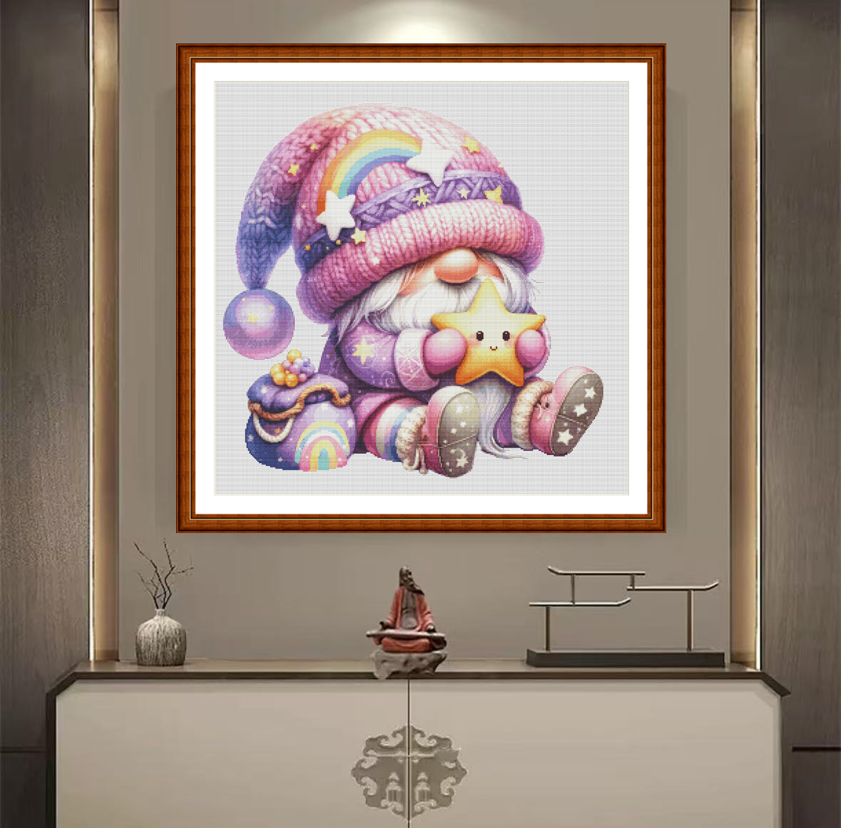 1set DIY Printed Cross Stitch Kit, 【ZZ4926- Rainbow Star Dwarf】joy sunday cross stitch Painting Fairy Cross Stitch