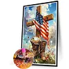 Diamond Painting -DIY Round Drill Independence Day Cross(60*40CM)