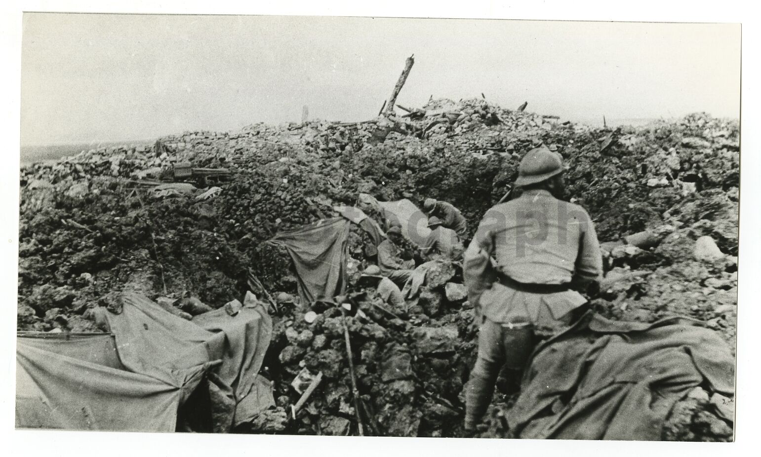 World War I - Vintage Publication Photo Poster paintinggraph - Troops Along the Western Front