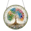 (Upgrade Size)DIY Diamond Painting Art  Double Sided Effect Pendant Colorful Stained Glass Hanging Ornament Kit(Tree)