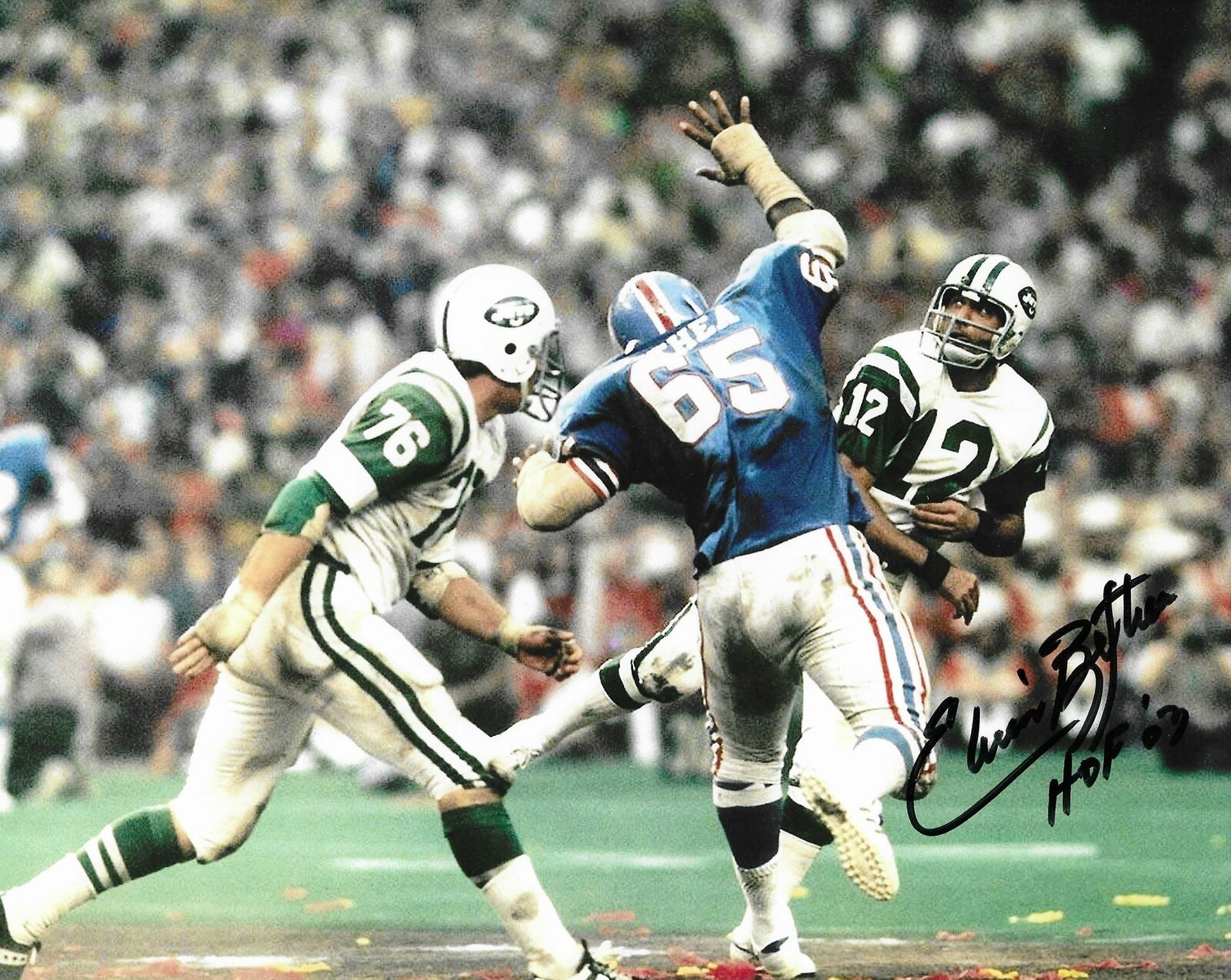 Elvin Bethea Signed 8x10 Photo Poster painting - Houston Oilers - NFL COA Autographed