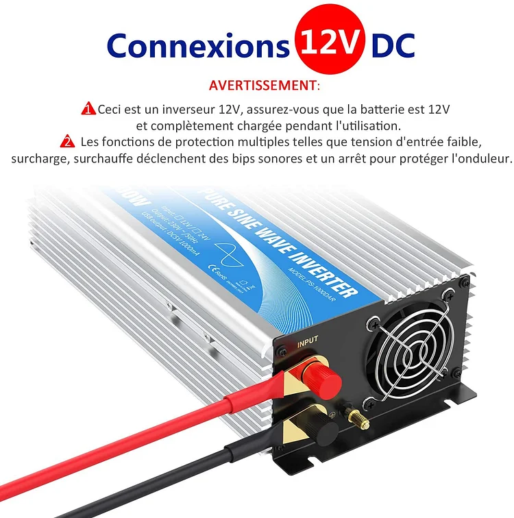 Convertisseur Pur Sinus 12V 240V (UK) - Sortie 1000 Watts + USB