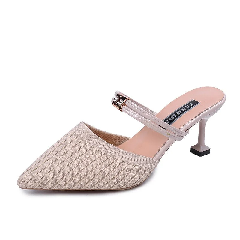 Summer Women Sandals High Heel Ladies Slippers Pointed Toe Slip-on Women Office Pumps Women Casual Shoes sandalias mujer
