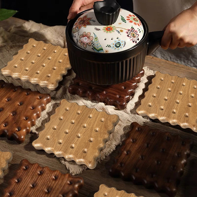 Japanese Style Cookie Coaster Beech Wood Black Walnut Wood Insulation Mat Placemat Coaster Cute Simple Pat Wind Insulation Mat