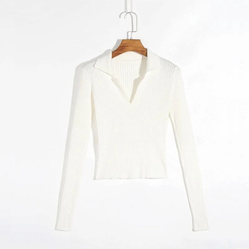 Spring and summer female solid color sweaters casual sweater Slim