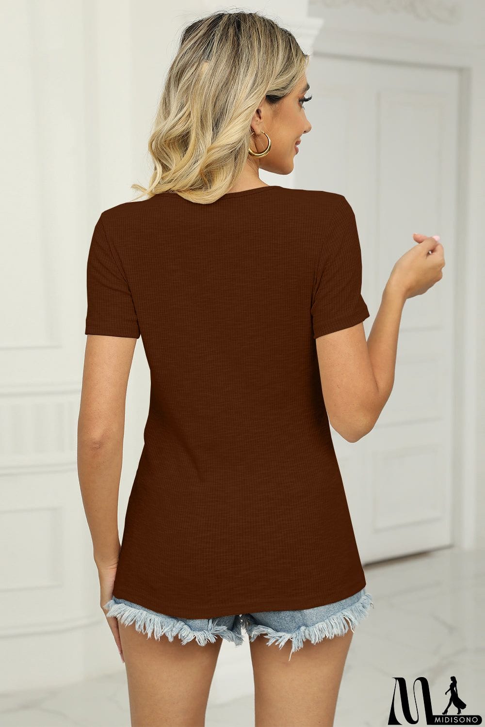 MidiSono - Twisted V-Neck T-Shirt