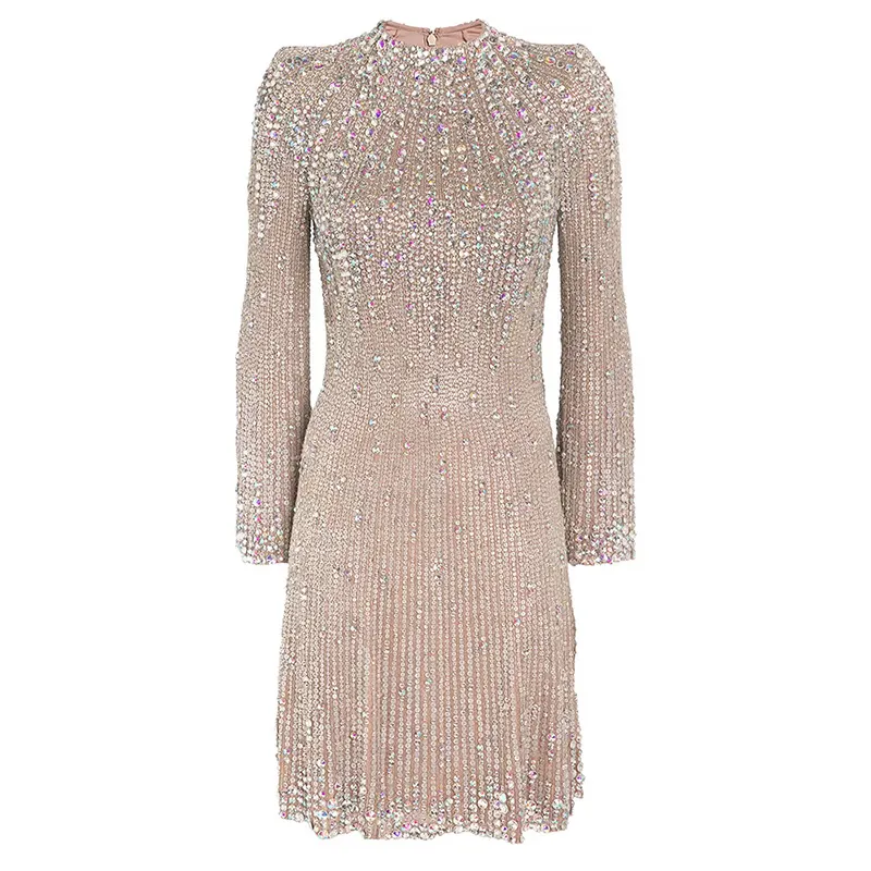 Nigikala Nigikala Early Autumn New Star Fashion Heavy Industry Embroidery Stender Diamond Elastic Dress