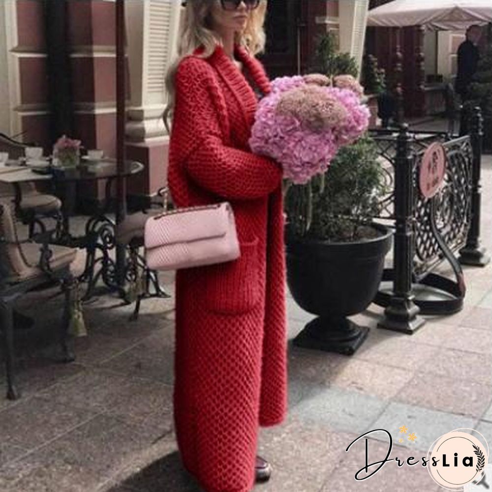 Long Pure Color Pocket Outerwear