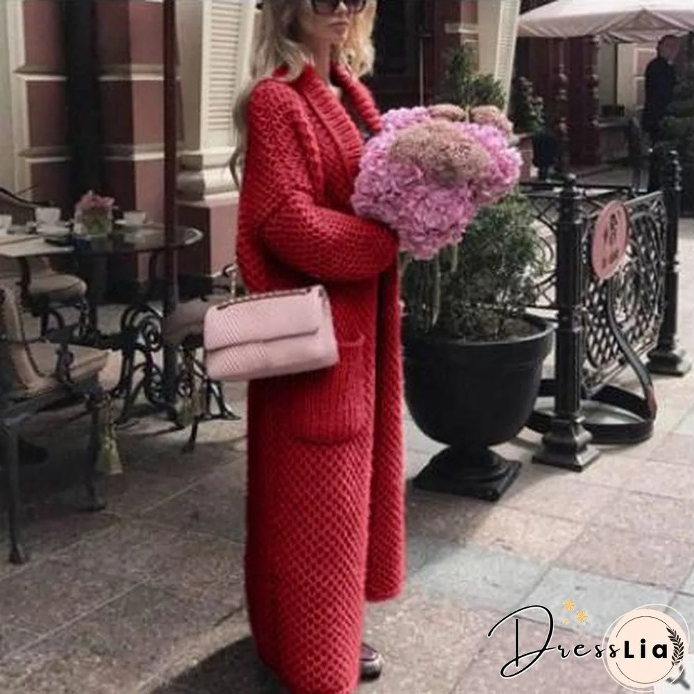 Long Pure Color Pocket Outerwear