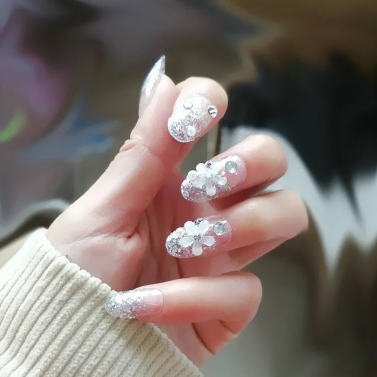 Fashion 24pc/set 10 Sizes Fake Nails Full Cover French False Nail Tips With Double-Sided Nail Adhesive Tab Press On Nails Art-Nail Inspo