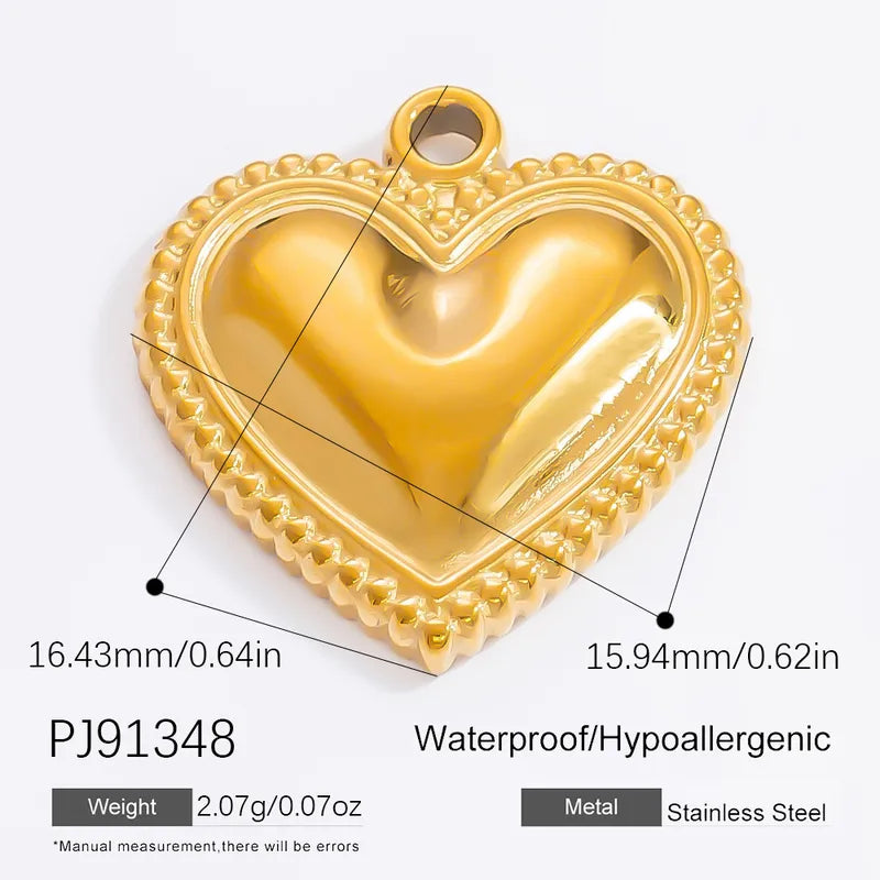 1 Piece 12.64*13.28mm 304 Stainless Steel Zircon 18K Gold Plated Heart Shape Pendant Jewelry Accessories