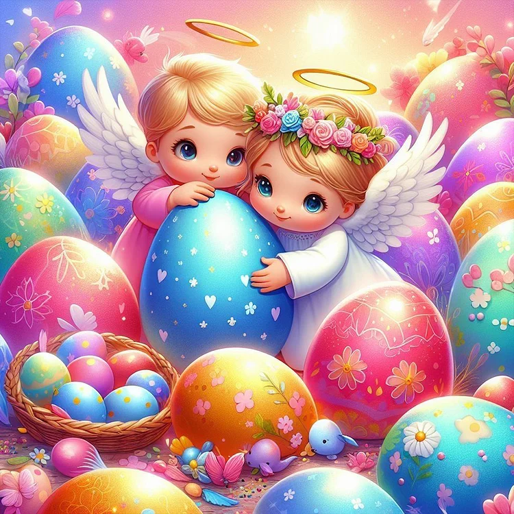 Full Round Diamond Painting - Angel And Easter Egg 30*30CM
