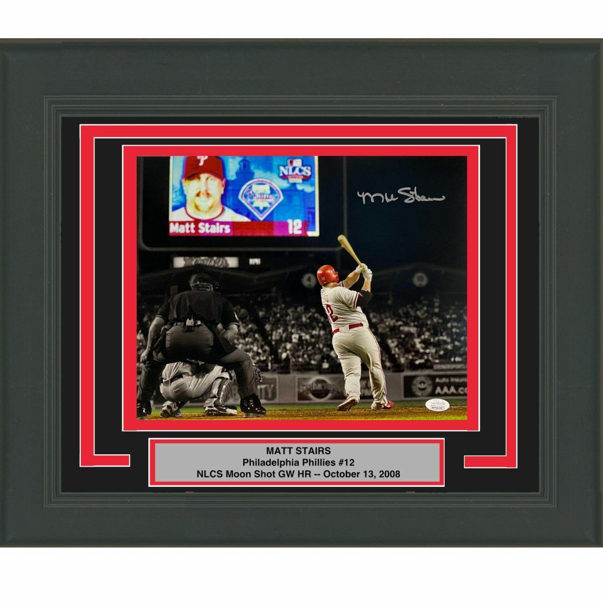 FRAMED Autographed/Signed MATT STAIRS Moon Shot Phillies 11x14 Photo Poster painting JSA COA