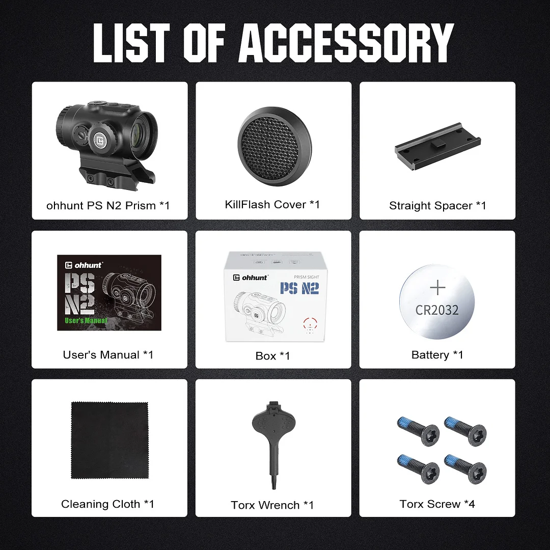 ohhunt® Tactical Sight Glass Etched Reticle Red Illuminated 3x18 Prism Scope