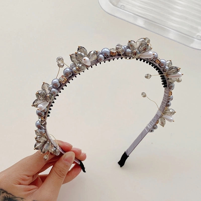 South Korea’s New Crystal Full Diamond Headband Summer Simple Hair Hole Steel Ring Thin Edge Headband