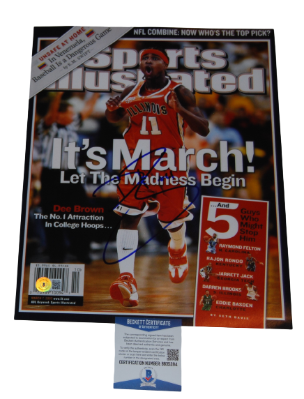 DEE BROWN signed (ILLINOIS ILLINI) Sports Illustrated 11x14 BAS BECKETT BB35284