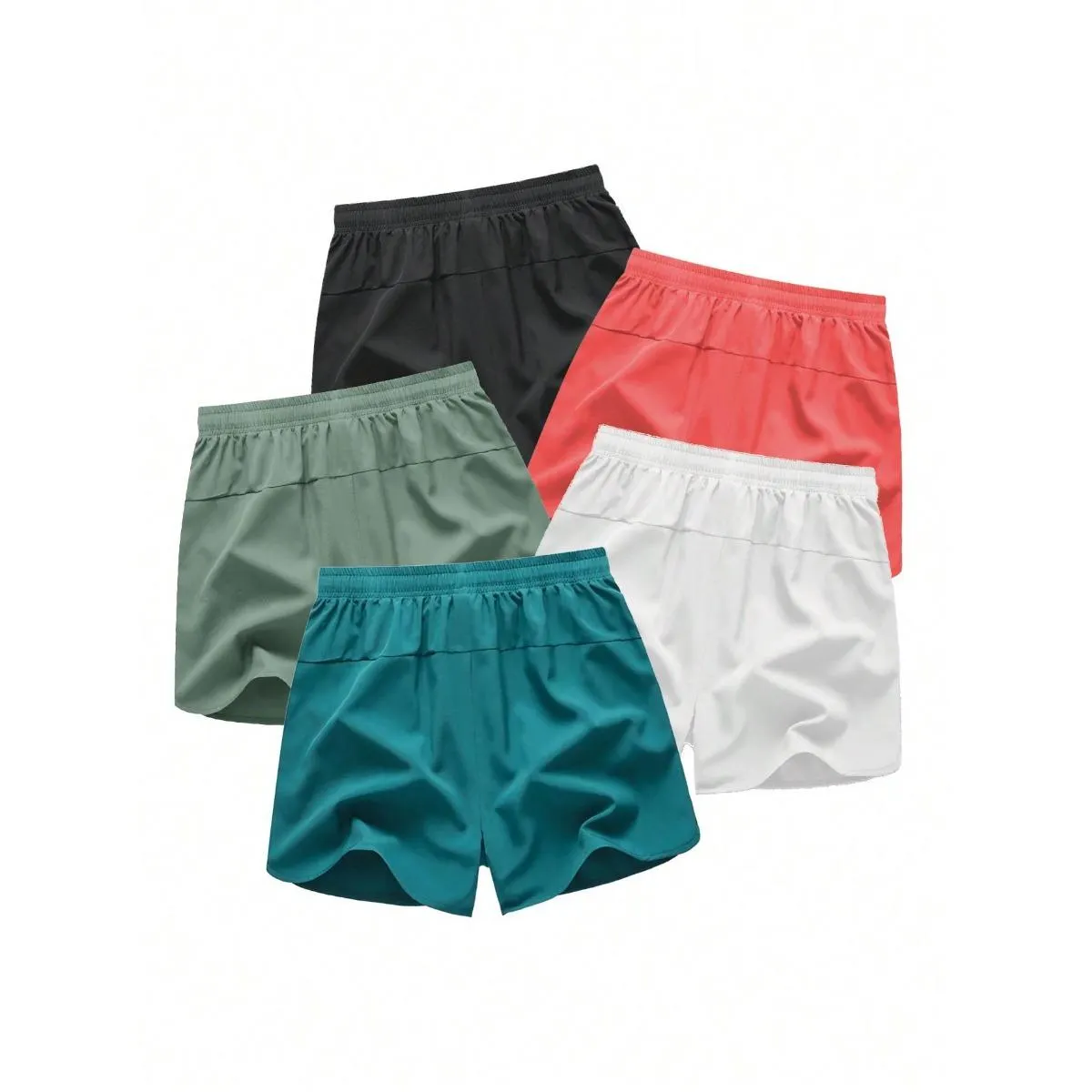 Set of 5 men's summer shorts in lightweight, breathable, and quick-drying fabric. Beach shorts with drawstring waist and zippered pocket. Breathable men's shorts, ideal for everyday wear. Pack of 5 shorts. 5 Sense gift idea for him. Quick-drying summer swim trunks in solid tropical beige.