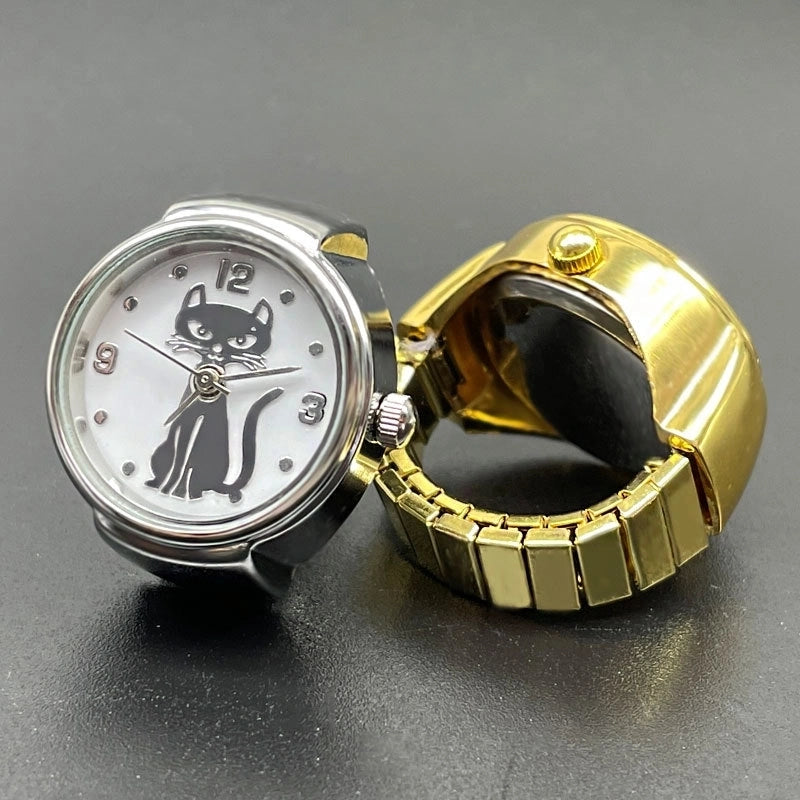 Cute Cat One Piece Buckle Quartz Watch Rings Women’s Watches
