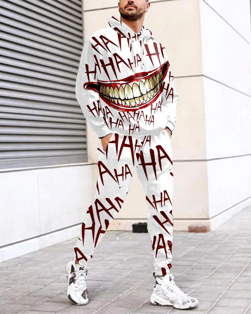 Men's casual smiling sports suit