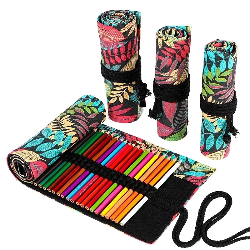 Fashion Geometric Printing Large Capacity Canvas Pencil Pouch Stationery