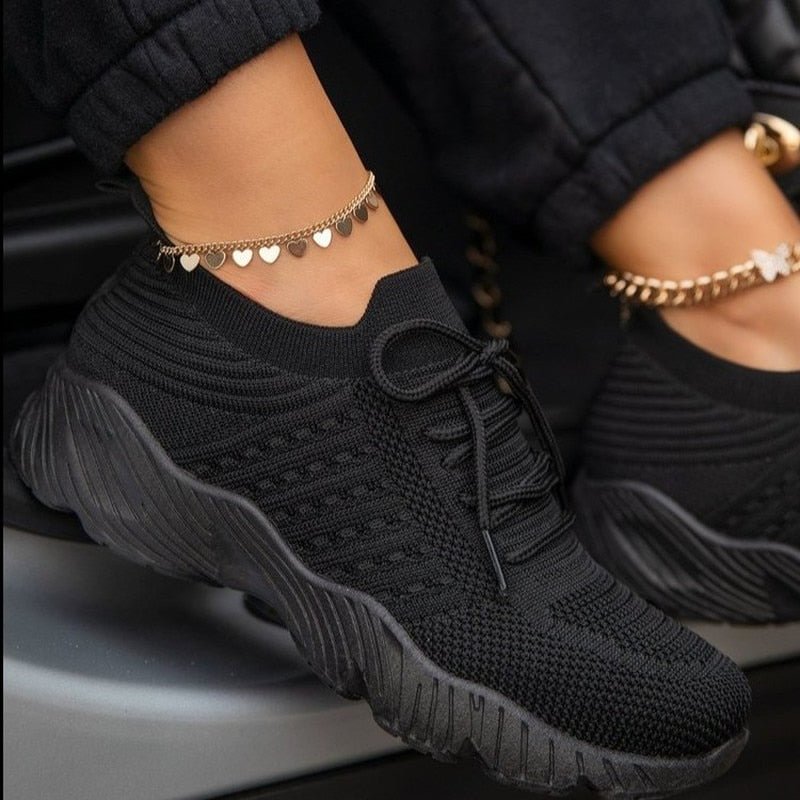 Women Sneakers Casual Shoes Comfortable Mesh Lace-Up Ladies Sport Shoes Wedges Chunky Women's Vulcanized Females Plus size
