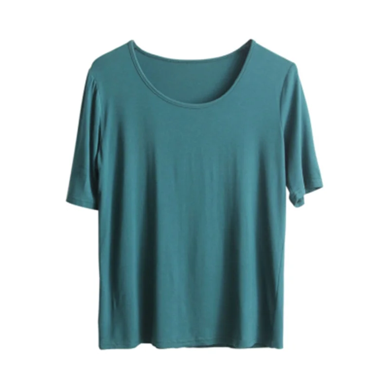 Hirsionsan Modal T Shirt Women Summer Candy Color O Neck Basic Tshirts 9 Colors Tees for Ladies Ins Comfortable Female Tops