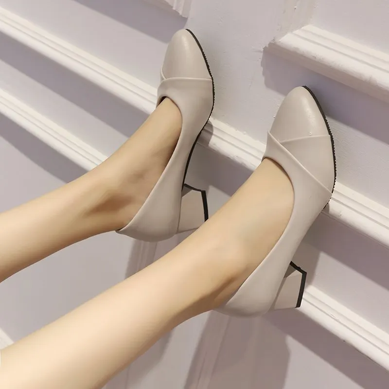 Breakj Breakj Heel Single Shoes Women 2025 New Spring And Summer Small Fragrant Wind Soft Leather Soft Sole Commuting Women's Shoes Square Head Gentle Mary Jane Shoes