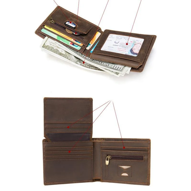 Anti-Scan RFID Design Genuine Leather Currency Pocket Coin Slot Lightweight Mini Wallet