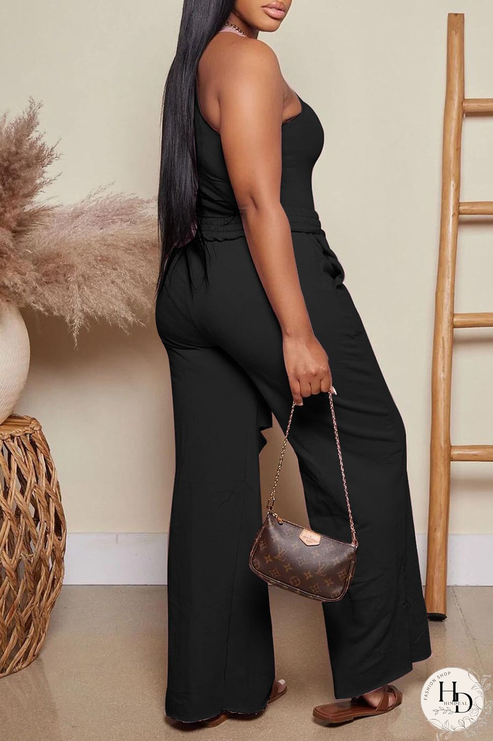 Yellow Casual Solid Ripped Patchwork U Neck Sleeveless Two Pieces