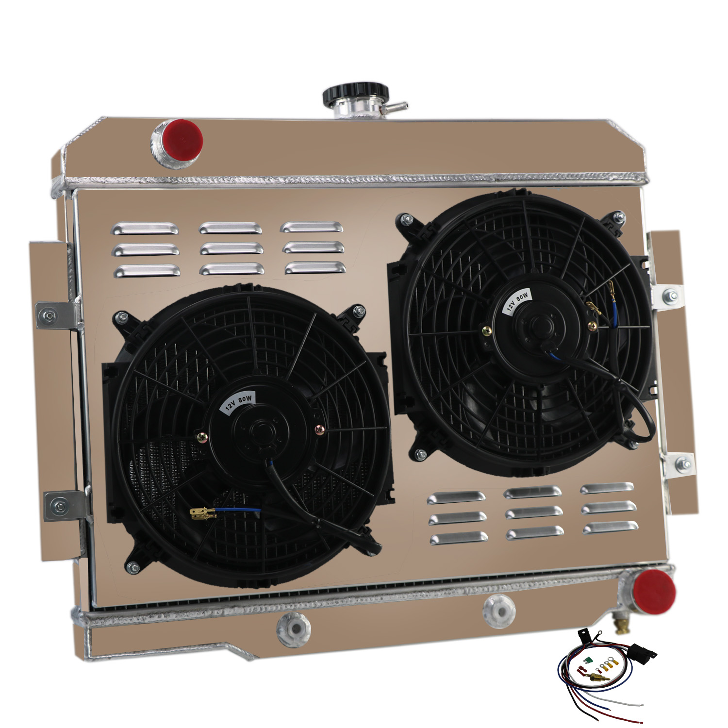 ALLOYWORKS 4 Row Aluminum Radiator For 1972-1986 Jeep CJ5 CJ6 CJ7 /& GM Chevy V8 Conversion