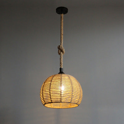 Hemp Rope Industrial Chandelier Half-Globe 1-Light Pendant Lamp